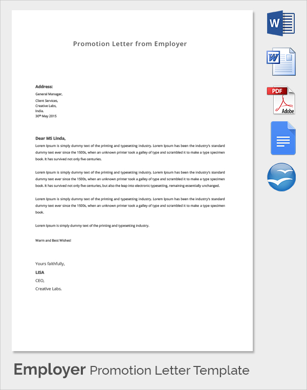 Sample Promotion Letter - 15 + Free Samples , Examples 