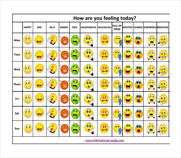 print feelings chart template