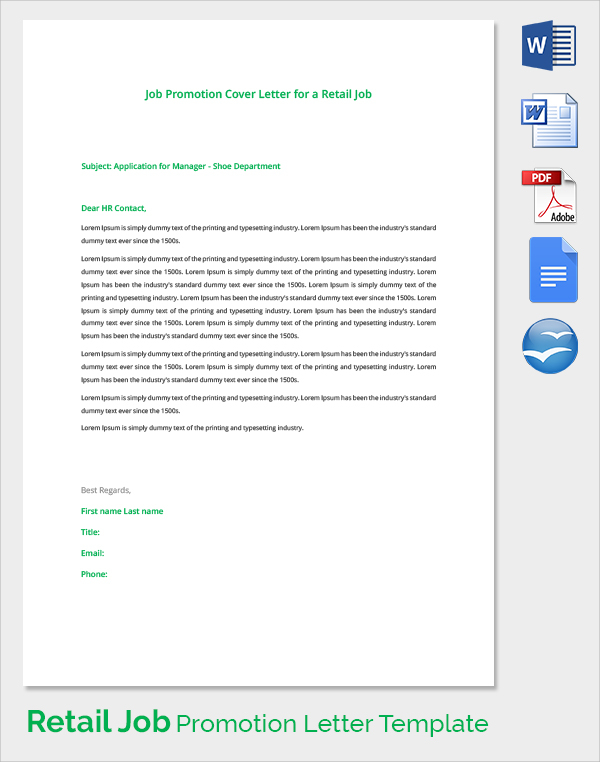retail job promotion letter template