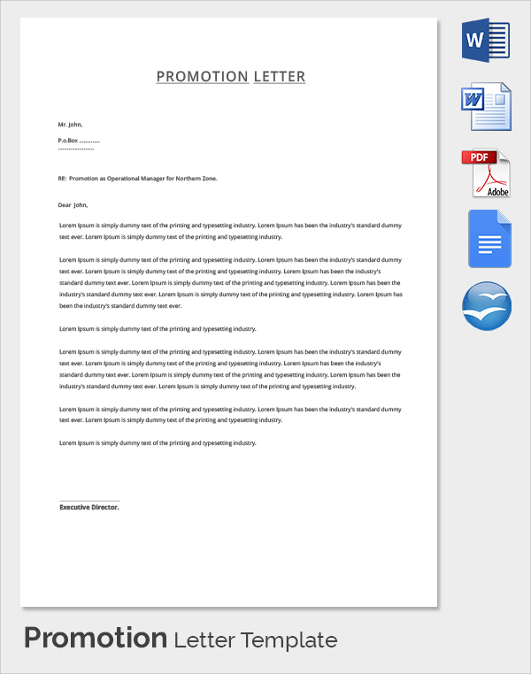 simple promotion letter template