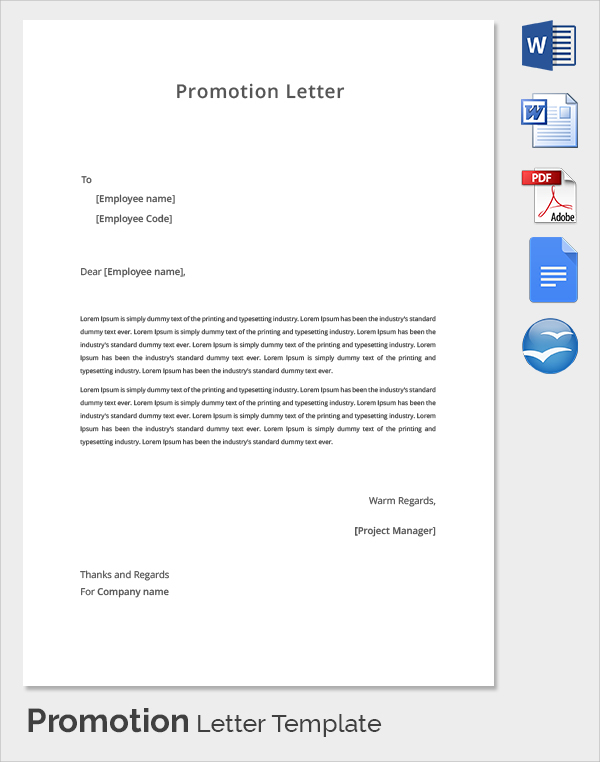 FREE 15 Sample Promotion Letter Templates In PDF MS Word Pages 