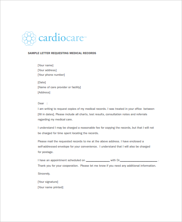 medical record request letter