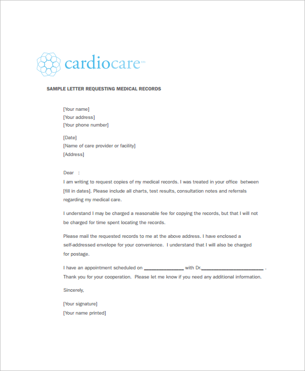 request letter medical Forms  Medical Examples Free 12 Request Samples, Records