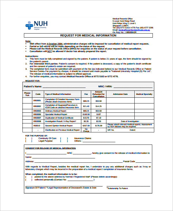 request for medical report form
