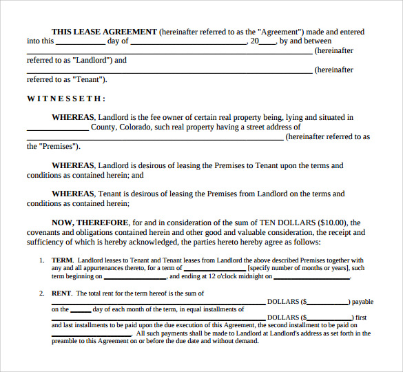 13 sample printable lease agreement templates sample