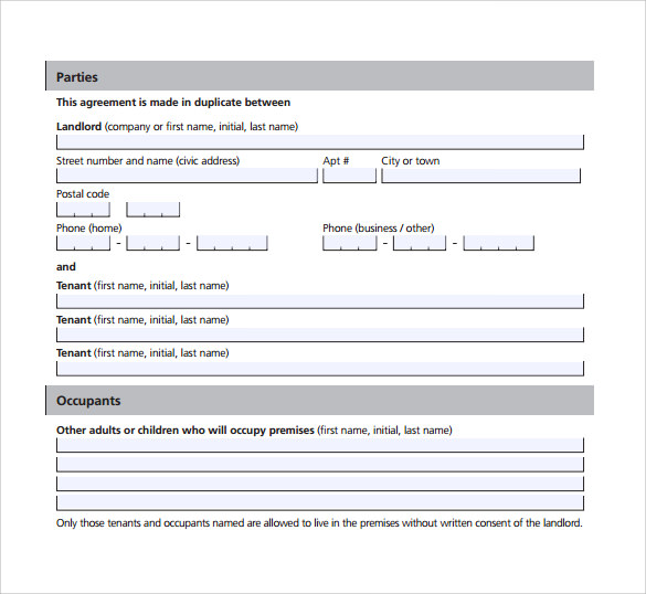 free 9 blank lease agreement templates in pdf ms word