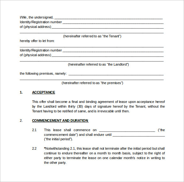 lease agreement document