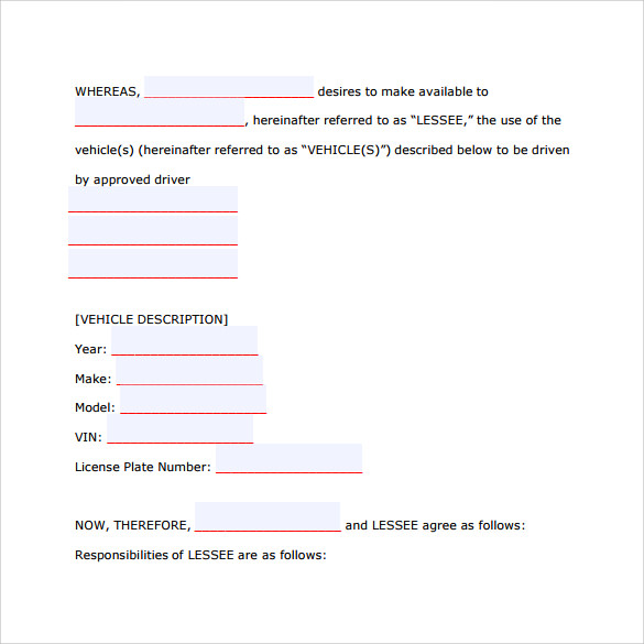 FREE 8 Car Lease Agreement Templates In MS Word PDF Pages Google 