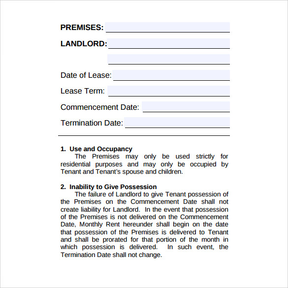 FREE 10+ Sample Simple Lease Agreement Templates in PDF MS Word Excel