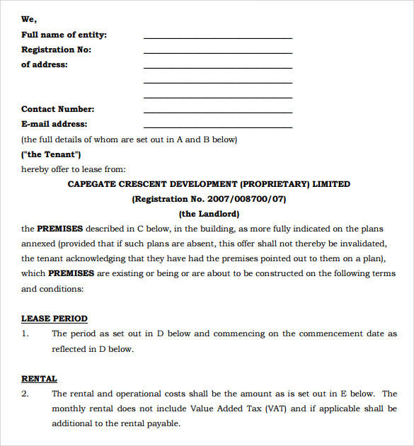 example of office lease agreement