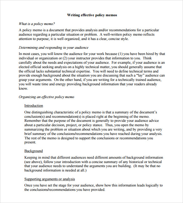 policy memo template pdf