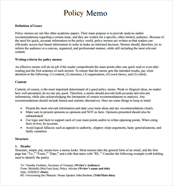 policy memo assignment