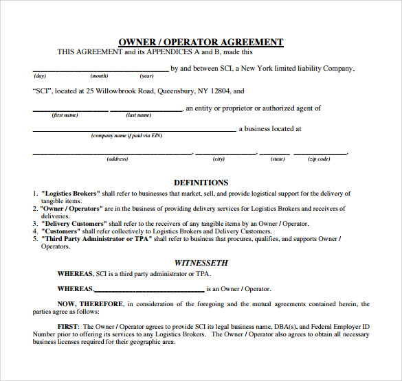 10 Owner Operator Lease Agreement Template Template Guru