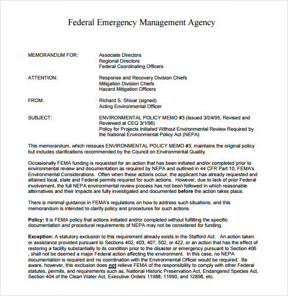 environmental policy memo template