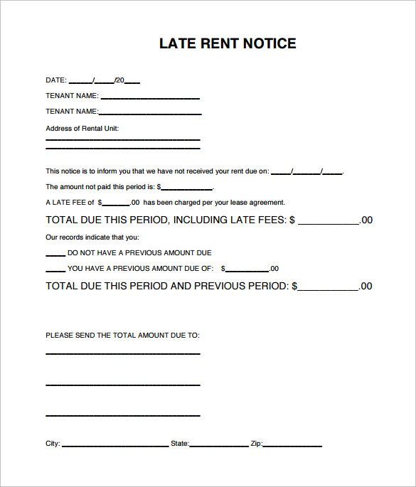 FREE 9+ Late Rental Notice Templates in PDF Google Docs MS Word