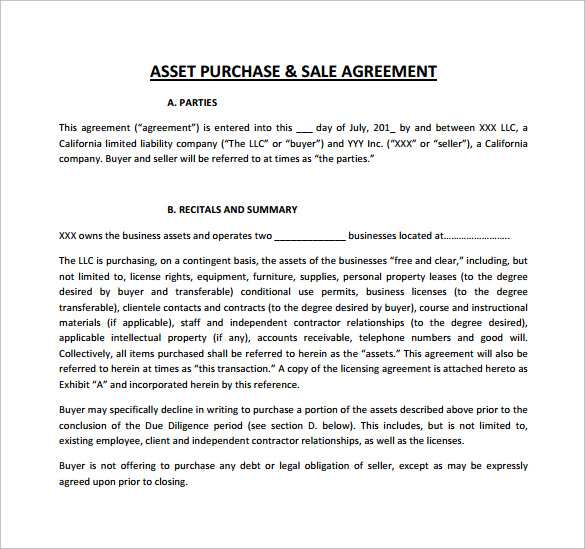 downloadable asset purchase agreement