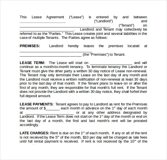 word landlord lease agreement
