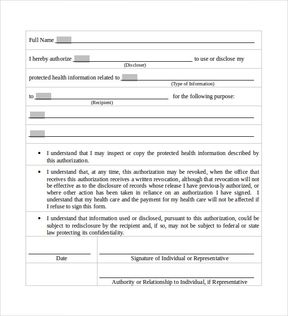 hipaa authorization form document