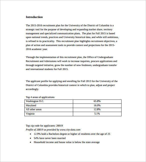 undergraduate student recruitment plan