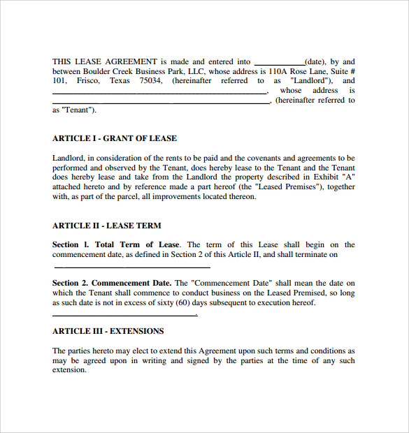 business lease agreement in pdf