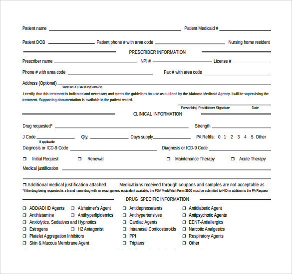 Free 7 Medicaid Prior Authorization Forms In Pdf 8954