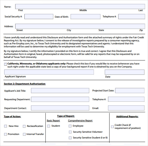 printable background authorization form