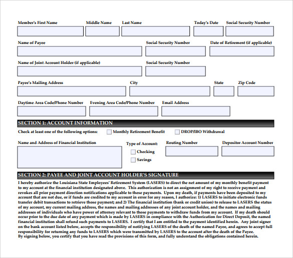 direct deposit authorization form download in pdf