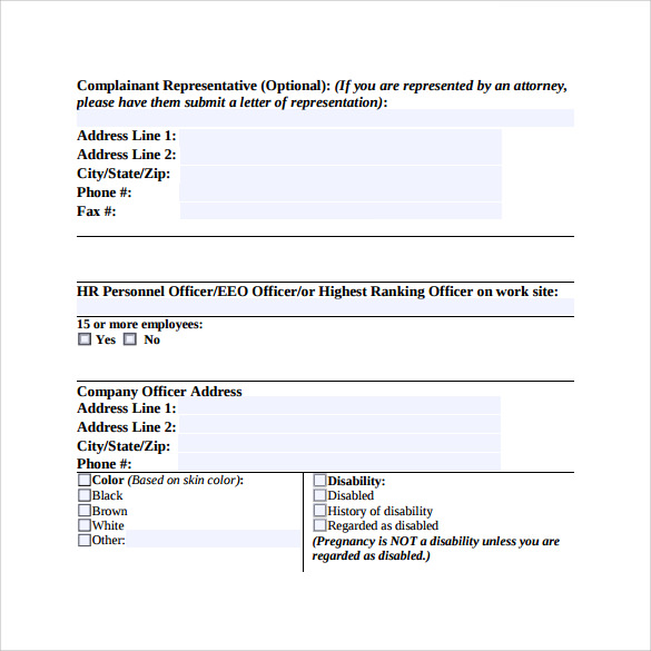 eeoc discrimination complaint form