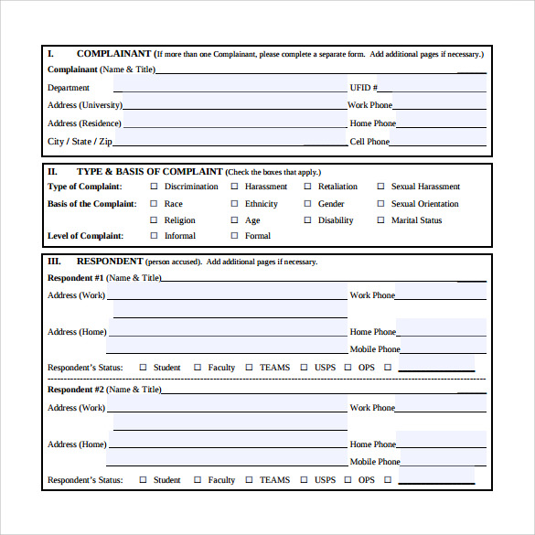 8 Sample Eeoc Complaint Forms To Download Sample Templates 4594