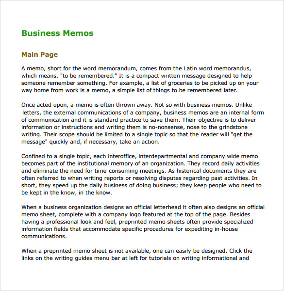 business memo template