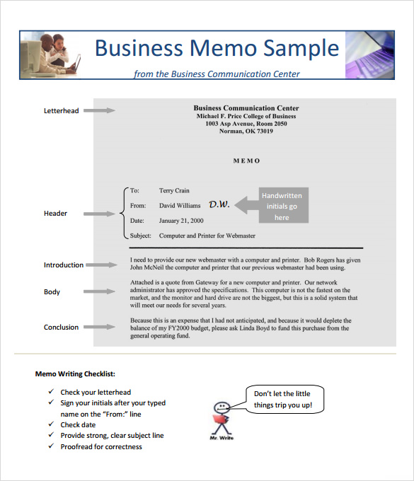 free business memo template