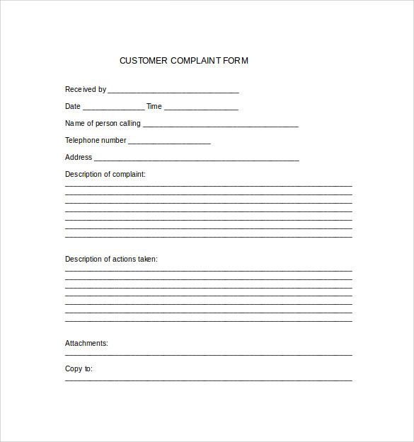 FREE 9 Sample Customer Complaint Form Examples In PDF MS Word