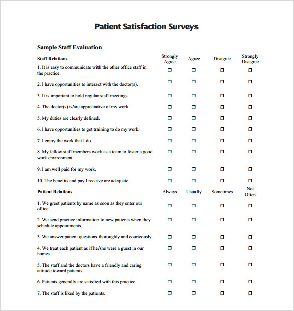 Printable Patient Satisfaction Survey Template 