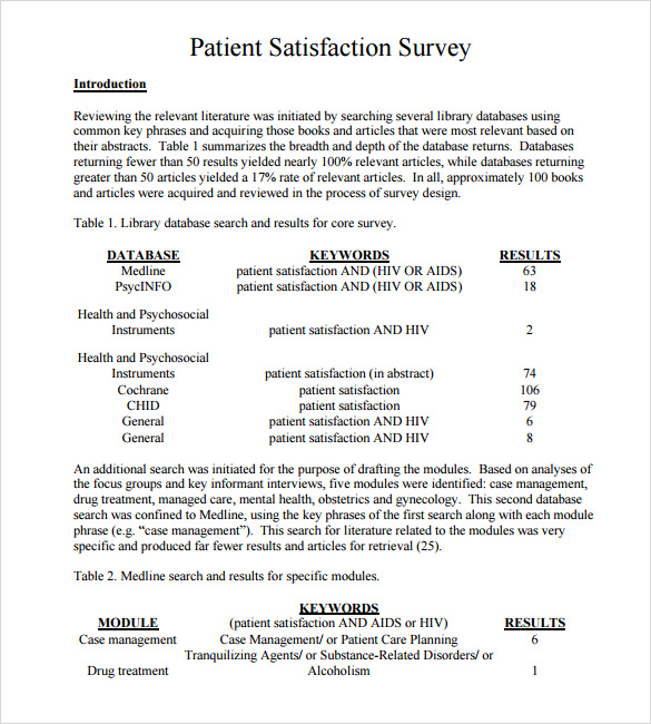 patient satisfaction survey sample