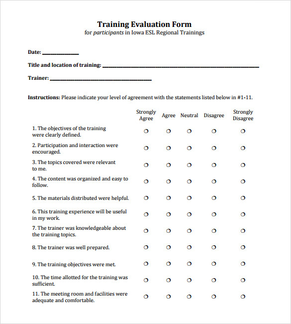 training survey sample