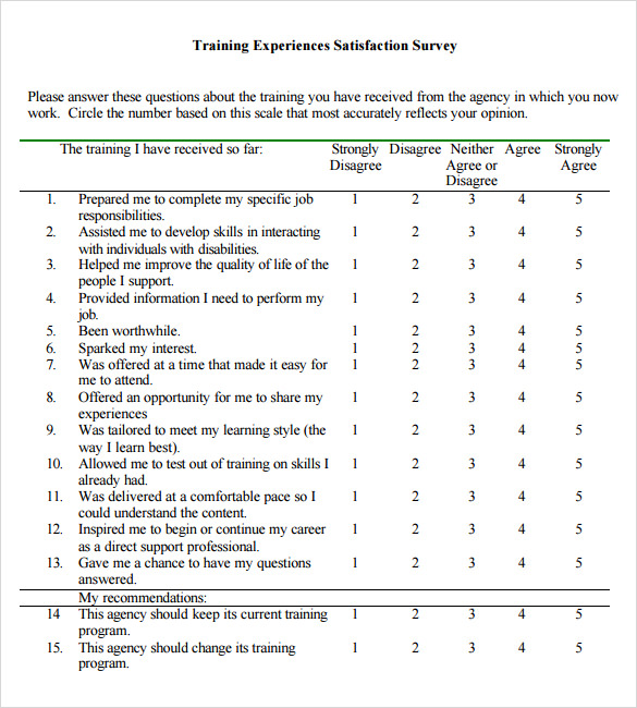 training survey sample pdf