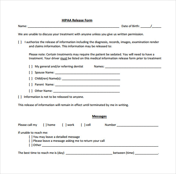 example of hipaa release form