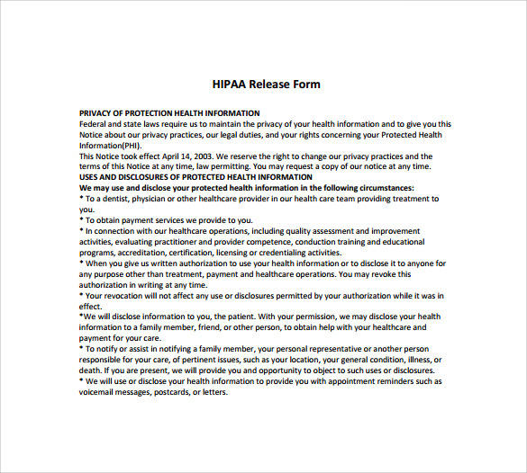 Model Release And Hipaa Authorization Forms