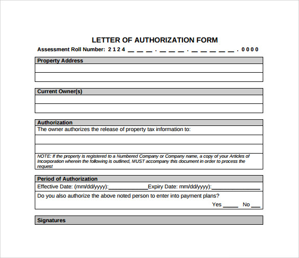 example of letter authorization form