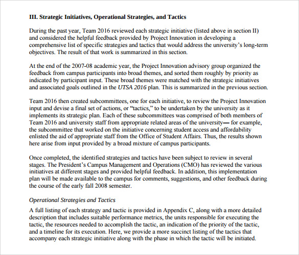 implementation strategy template