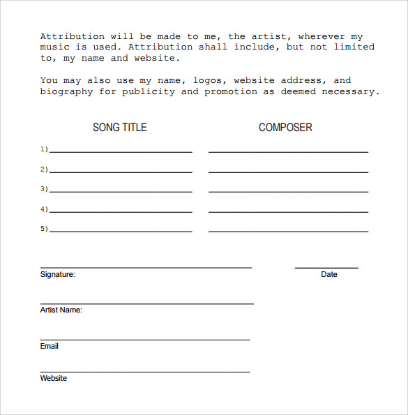 music release form template