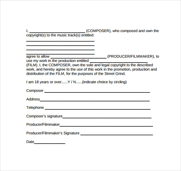 print music release form