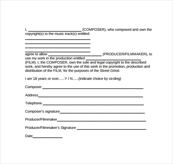 movie audition form for Music Download Sample Free Documents  Form 10 PDF Release In