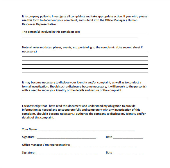 example of employee complaint form1