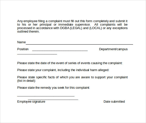 word employee complaint form1