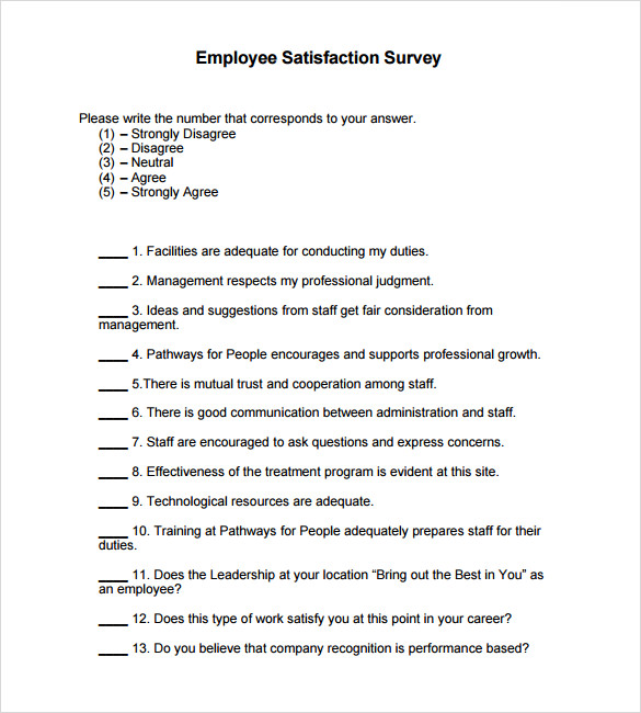 Employee Satisfaction Survey Templates – 7 Samples , Examples , Format