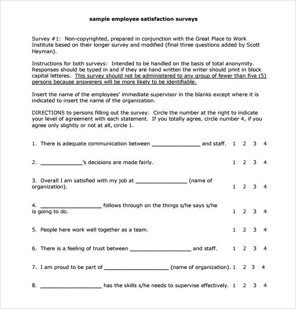 sample employee satisfaction survey