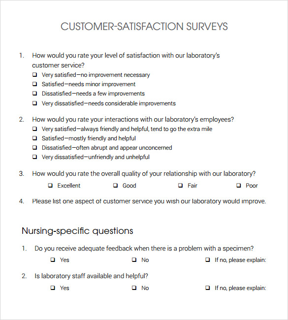 customer satisfaction survey example