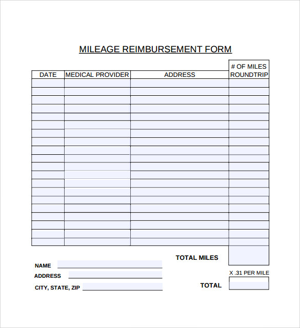 mileage reimbursement form