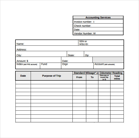 simple mileage reimbursement form